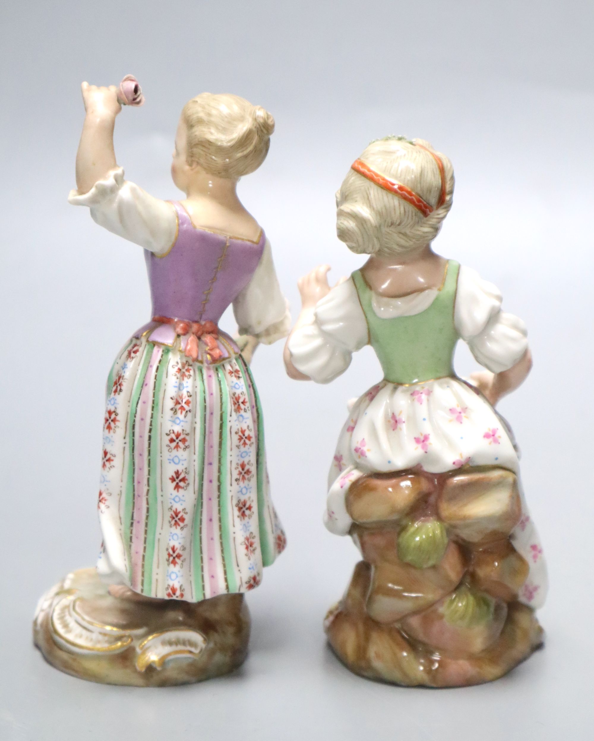 Two 19th century Meissen porcelain figure groups, height 14cm